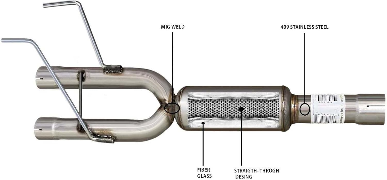 | Stainless Steel 2 Chamber Performance Exhaust Muffler Compatible for Ram 1500 2009-2018 | Automotive Replacement Part