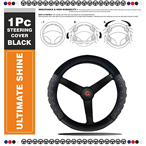 Image of Auto Pearl Ring Type Car Steering Wheel Cover, Ultimate Shine Full Black for Tavera Type 2