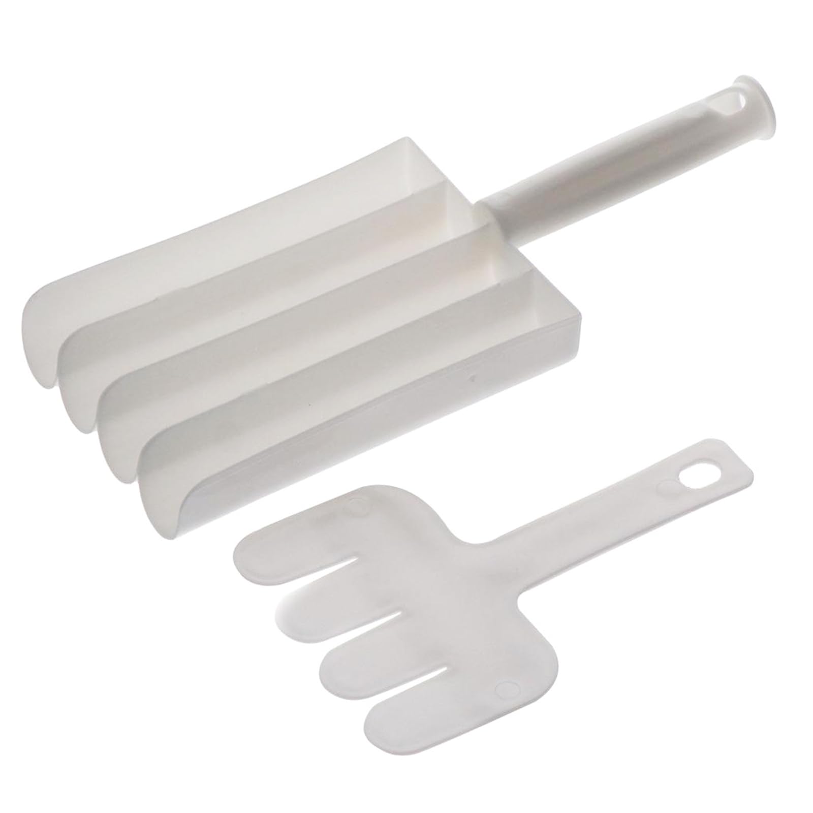 hobbyme Creative Kitchen Triple Meatball Maker, Meat Ball Scoop with Cutting Spade, Non-Stick, 3-Piece Set, White Plastic