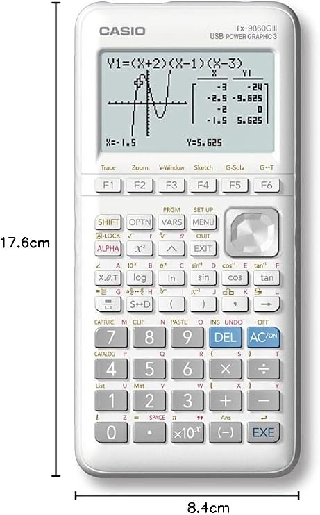 Casio FX-9860GIII - Monochrome Graphing Calculator without CAS, White