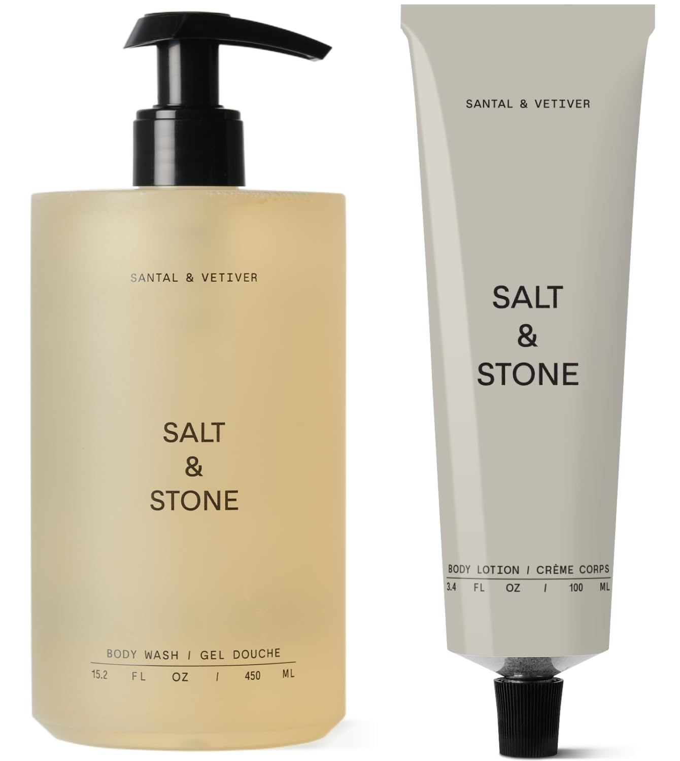 Salt Stone Hydrating Gel Body Wash Body Lotion Santal Vetiver