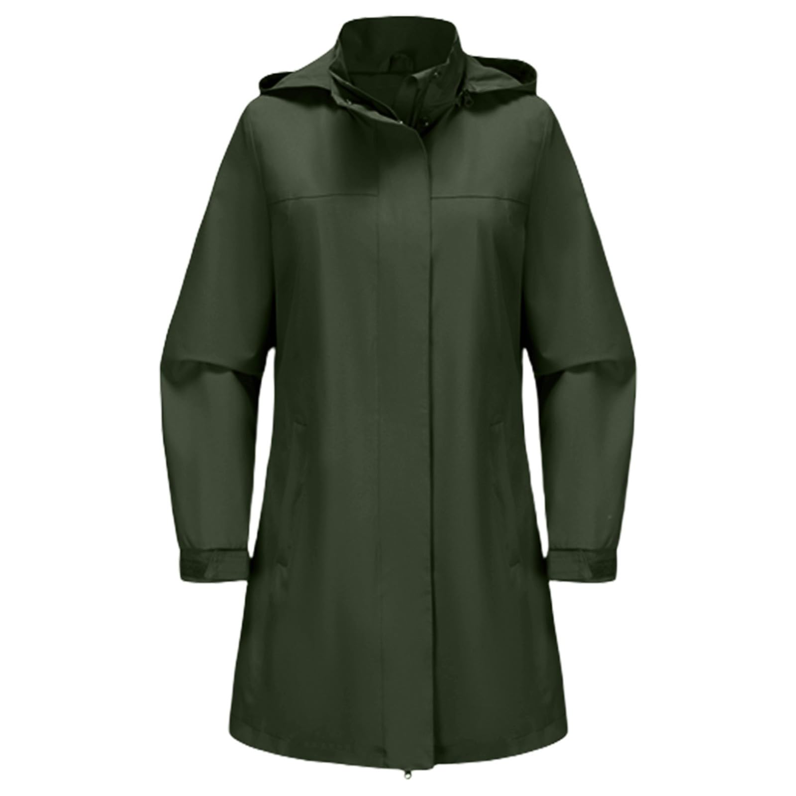 Generisch Poncho de lluvia para mujer, largo, impermeable, con capucha, transpirable, cortavientos, chaqueta de manga larga con cremallera, chaqueta ligera para el tiempo libre