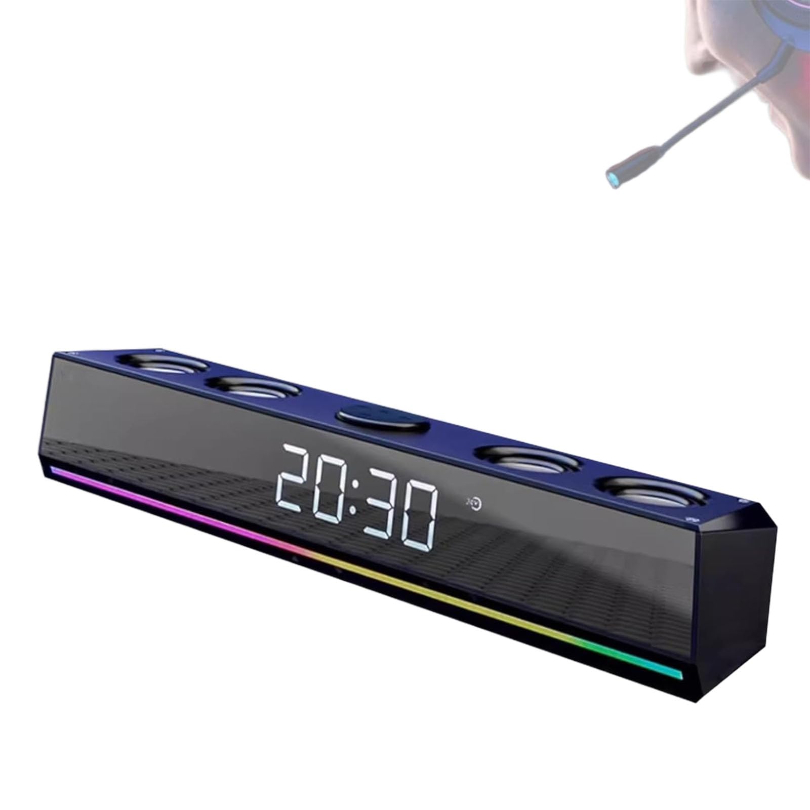 Altoparlanti per computer, Soundbar per PC, con luci touch, stereo da 15", USB AUX, doppio canale, illuminazione 7 RGB, angolo di 8°, per monitor desktop, laptop, tablet