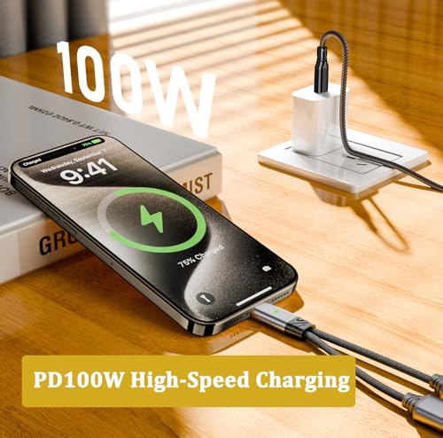 Dual USB C Headphones and Charger Adapter, USB C Splitter, 2-in-1 Type-C Audio and PD 100W Fast Charging Dongle Cable, Compatible with iPhone 16/15, iPad Pro, Galaxy S24/S23/S22/S21, MacBook