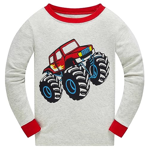 Akyzic Boys Planet Pajamas Sets 100% Cotton Pjs Toddler 2 Piece Long Sleeve Sleepwear Kids Clothes Sets Dinosaur Shirts2