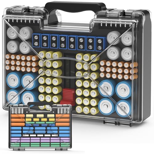 NESTRAXO ﻿Battery Organizer Storage Holder Box Case with Tester, 185+ Batteries Double-Sided...
