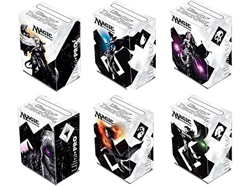 Magic M15 Set of 6 New Ultra-Pro Deck Boxes Fits Magic, Pokemon, WoW, YuGiOh, Other Cards (Features All 6 Planeswalker Designs) Ajani, Jace, Garruk, Liliana, Nissa, Chandra MTG 2015