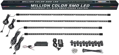 Miniatura 9 de LEDGlow, 4 unidades. Kit de iluminación LED para carrocería de autos, millones de colores SMD, con control para celular mediante Bluetooth