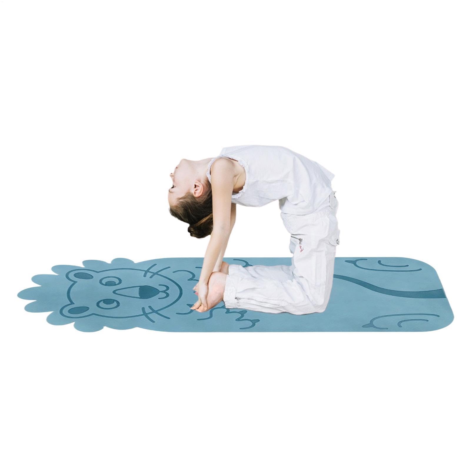 Tapete de yoga para niños, almohadilla de ejercicio con patrón de animales de dibujos animados, tapete de yoga portátil, para sala de estar, gimnasio, hogar, dormitorio, gimnasio, apartamento