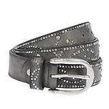  Mansali Damen Nietengürtel 3,5 cm Grau 95 cm