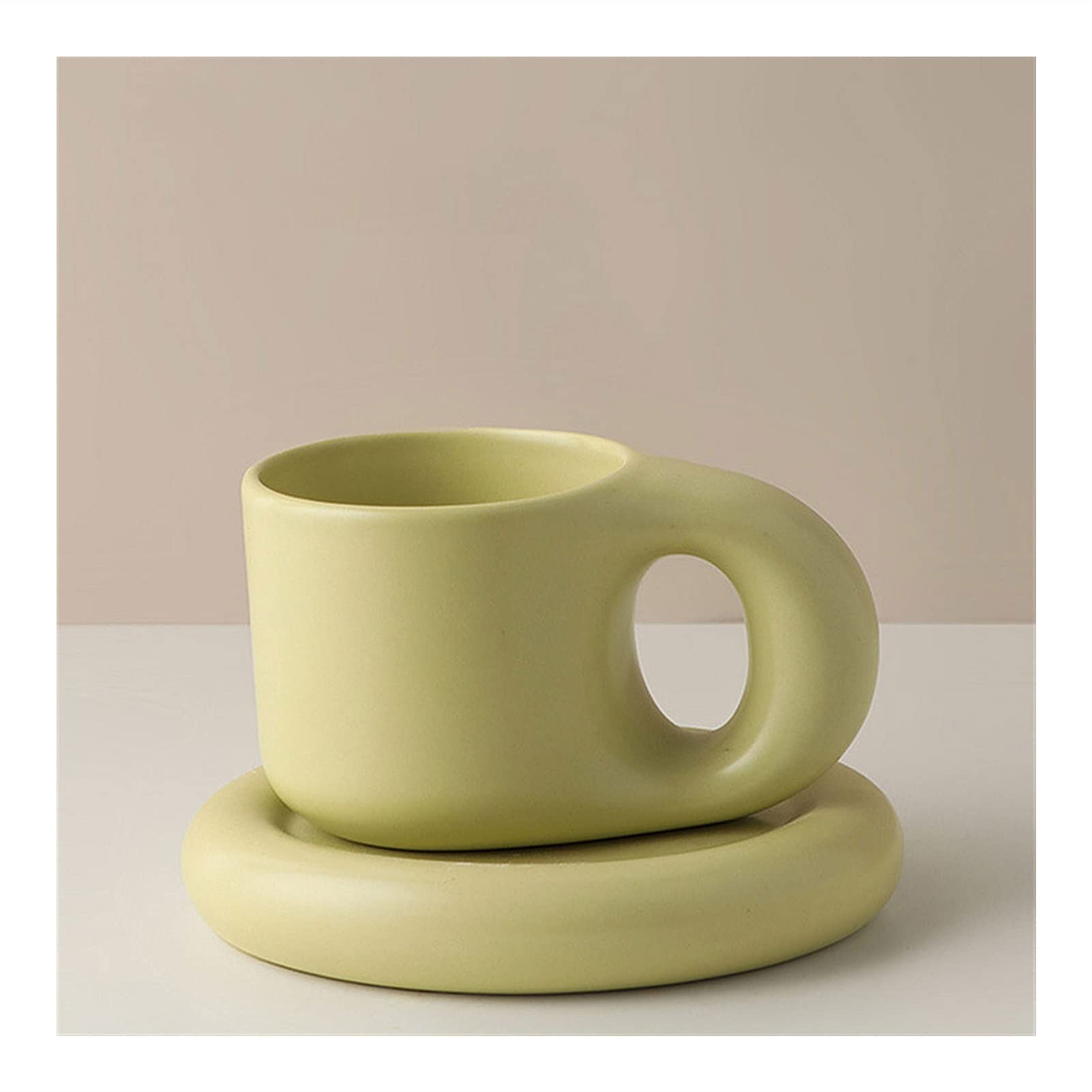 HASMI Kaffeetasse Keramische Espressatassen Kaffeetassen Faszinierender Becher mit Untertasse Set Kreative Geschenke (300ml) Teetasse (Color : A)