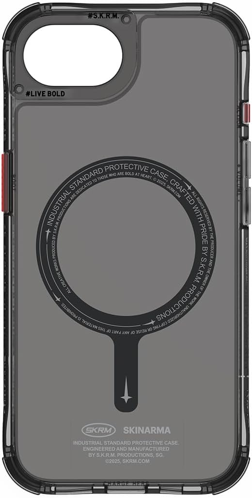 iPhone 17E ile Uyumlu Kılıf M-safe Şarj Özellikli Şeffaf Airbag Tasarımlı Skinarma Saido Kapak (Siyah)