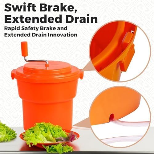 Centrifugador de ensalada – Lavadora y secadora de lechuga de gran capacidad con cierre seguro de tapa y mango giratorio para una limpieza y secado eficientes de verduras y verduras