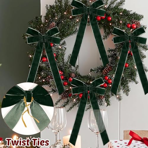 Nœuds de Noël en velours rouge lot de 12 pièces vintage pour sapin et couronne