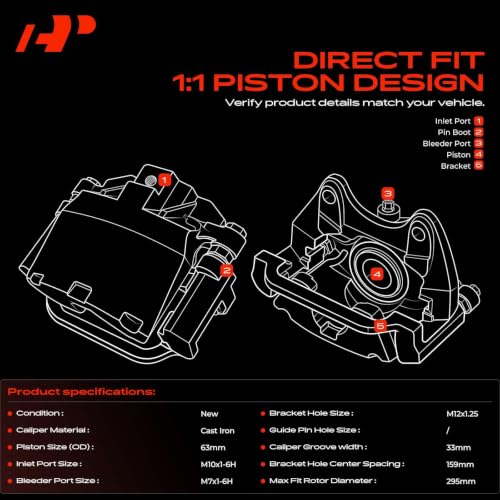 Image of A-Premium Front Disc Brake Caliper Assembly with Bracket Compatible with Toyota and Lexus Models - Avalon 2008-2018, Camry 2007-2017, ES350 2007-2011, 2016-2018