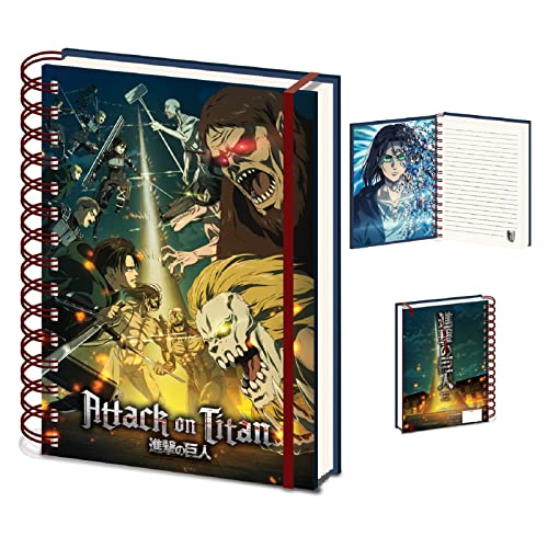 Pyramid International Cuaderno de diario Attack On Titan (diseño de la temporada 4), cuaderno de espiral A5, cuaderno y blocs de notas A5, producto oficial de Attack On Titan