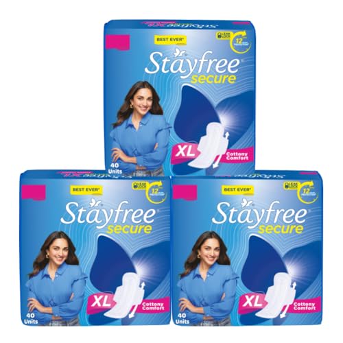 Stayfree Secure xl | Combo packs 120 Pads | Cottony Soft Sanitary Pads for Women | with Leak Lock Technology | Odour Control | Absorbs upto 100% Fluid | Up to 12 Hours of Protection | Stayfree Secure xl | Combo packs 120 Pads | Cottony Soft Sanitary Pads for Women | with Leak Lock Technology | Odour Control | Absorbs upto 100% Fluid | Up to 12 Hours of Protection |
