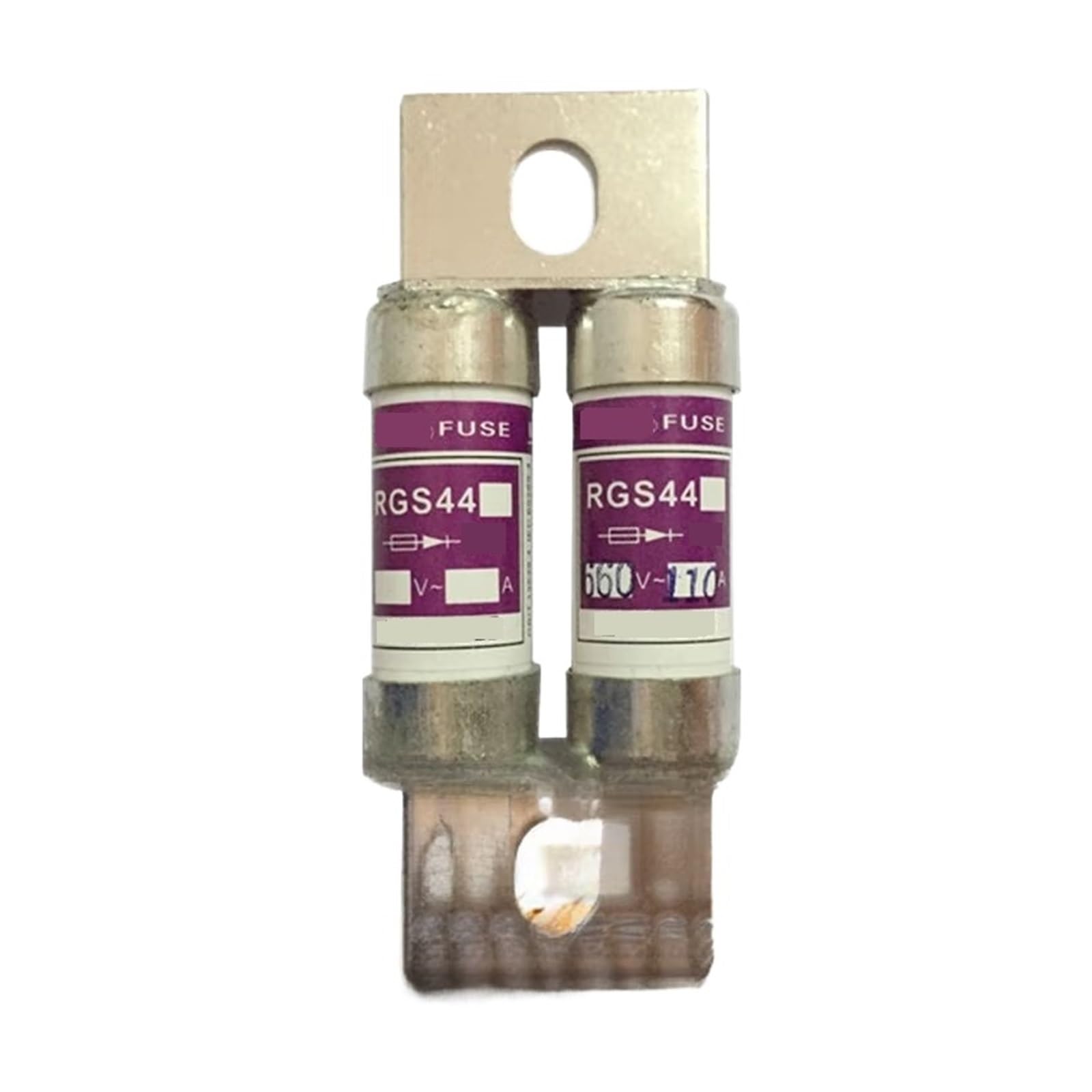 Fusible RGS44 75A con capacidad de 75A y diseño RGS para circuitos