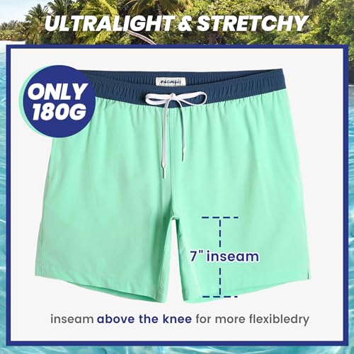Image of maamgic Mens 7 inch Stretch Swim Trunks Quick Dry Mesh Lining Swimwear Bathing Suits