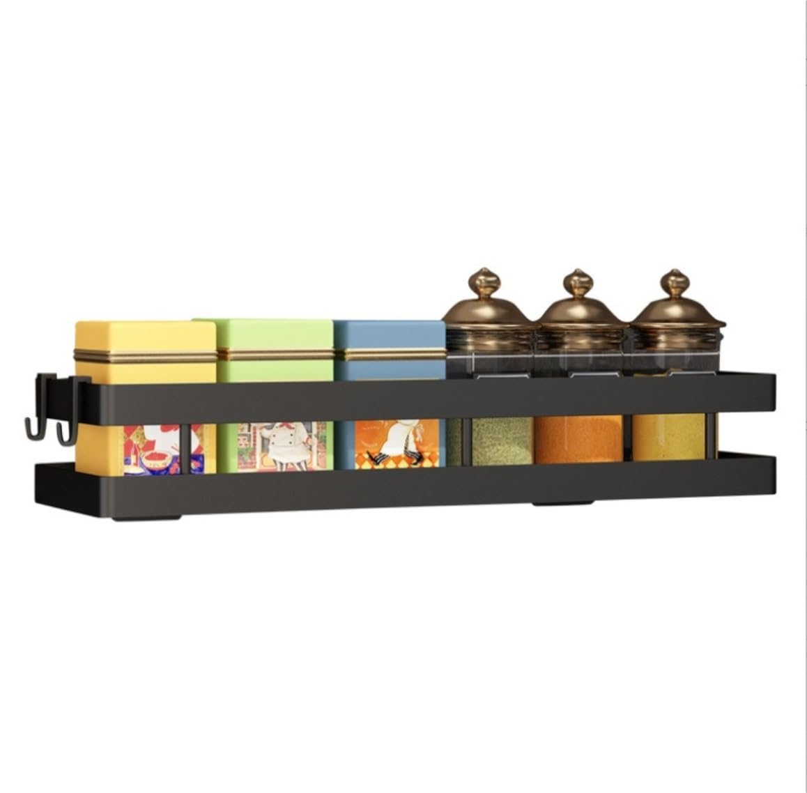 FYIYIEW spice rack, Kitchen Rack Wall Mount Spice Carbon Steel Hanging Organizer Storage(40cm)