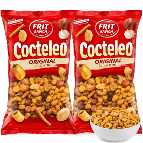 Cocktail Frutos Secos sin cascara, Cóctel de maíz y productos de aperitivo aromatizados, cacahuetes, habas, garbanzos y maíz gigante, Sin Gluten, Producto Español, Contiene 2 unidades de 300 g