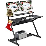 FITUEYES Computertisch Holz Schwarz Z-förmiger Schreibtisch Workstation für Haus Büro 100x60x84cm CD310001WB