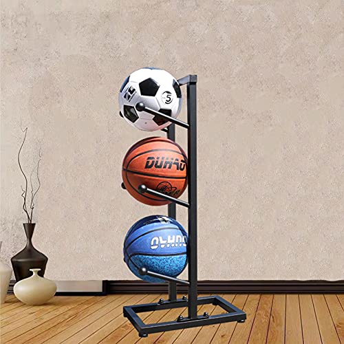Support de rangement pour basket-ball vertical à tubes d'acier avec étagère de support stable