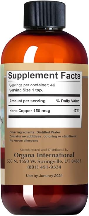 Organa Pure Crystalline Liquid Copper Supplement - 30 PPM - High Absorption Copper