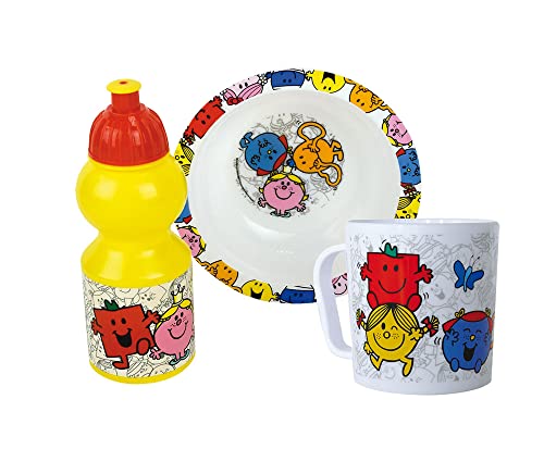 MONSIEUR MADAME LOT AVEC BOL Ø16 CM, GOURDE 350ML ET MUG 350ML POUR ENFANT