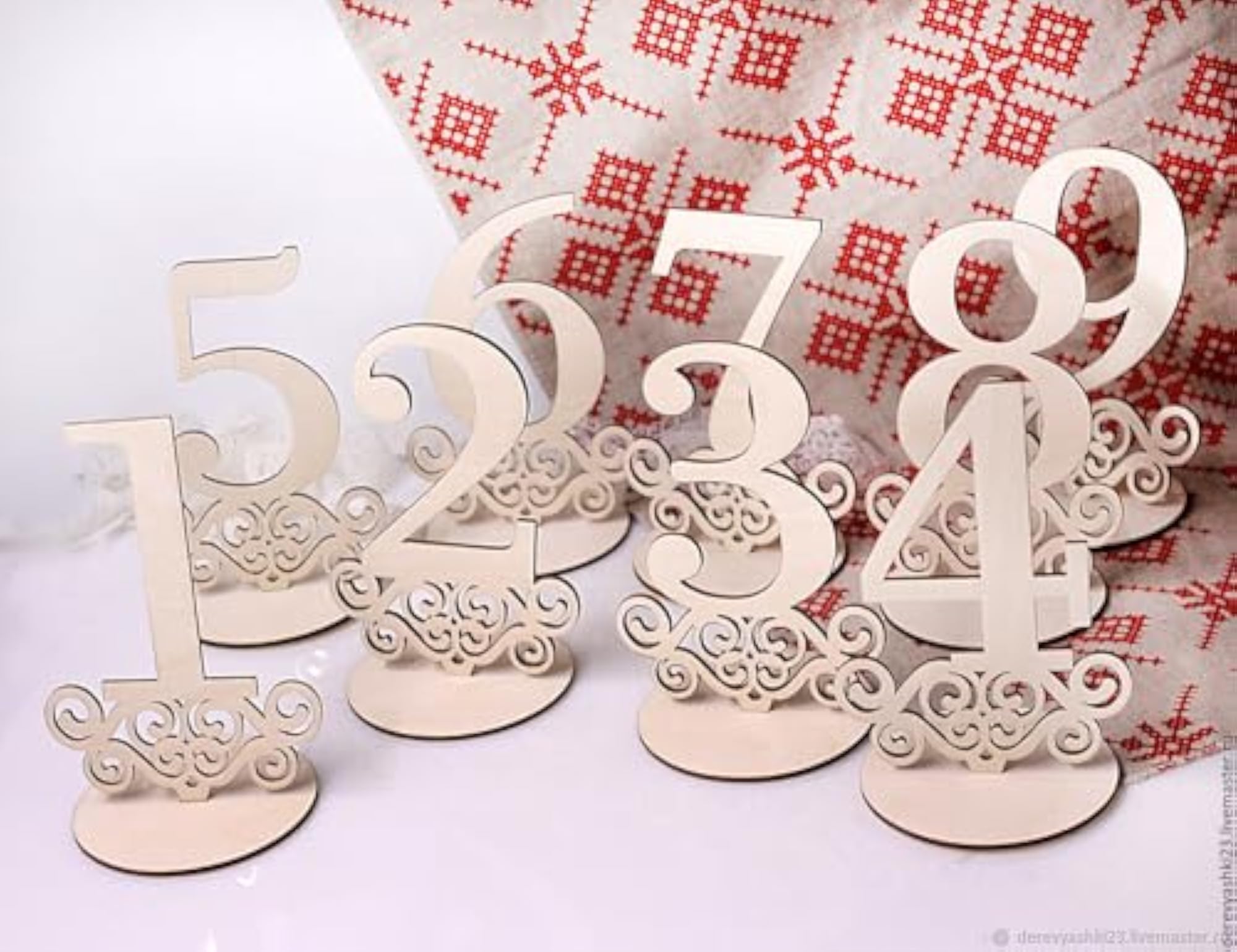 Wooden Table Numbers 1-9 for Decoration, 5.11 Inch