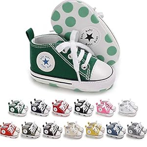 Meckior Baby Girls Boys Canvas Sneakers Soft Sole High-Top Ankle Infant First Walkers Crib Shoes