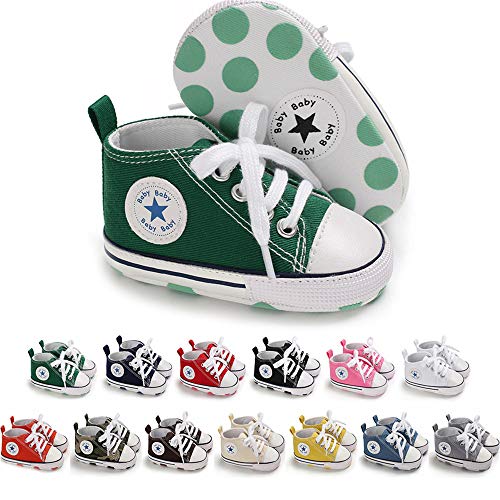 Meckior Baby Girls Boys Canvas Sneakers Soft Sole High-Top Ankle Infant First Walkers Crib Shoes