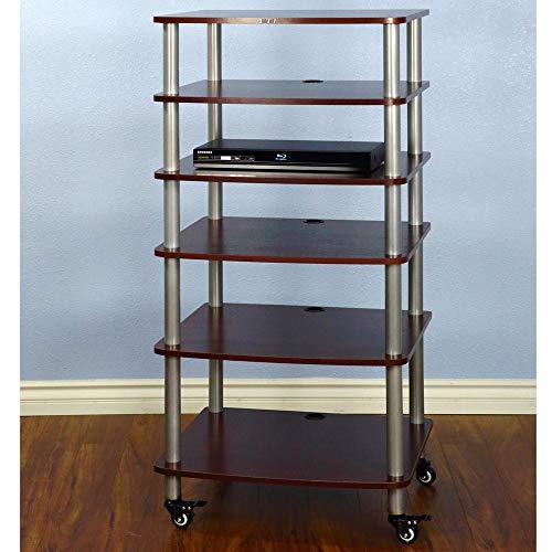 VTI AR406 6 Shelf Black Audio Rack-Silver/Cherry
