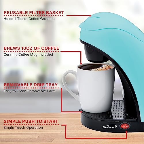 Image of Brentwood TS-112BL Coffee Maker with Cup (Blue)