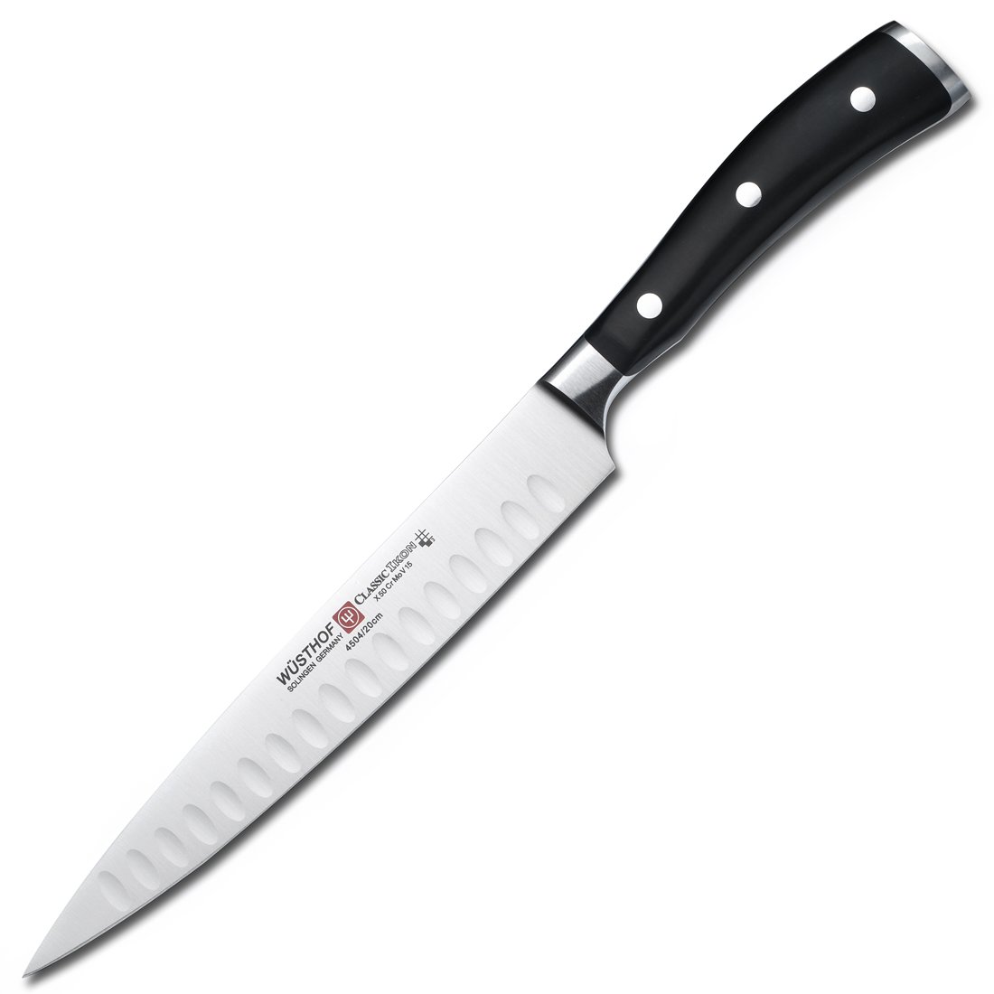 Wusthof Classic Ikon 8-Inch Carving Knife Hollow, Black