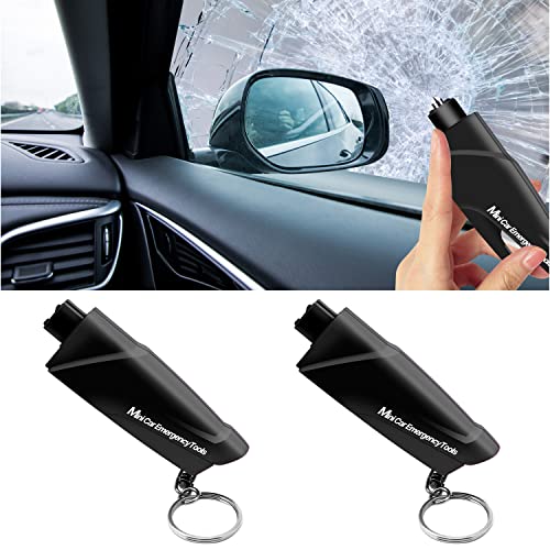 YONGMING Marteau Brise vitre Coupe Ceinture Porte Clef,Coupe Ceinture Brise vitre Porte clés Voiture,Outil de Survie Voiture,2 pièces Cover