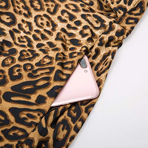 Women Vintage Skirts With Bow-Knot Waist A-Line Leopard Skirt High Waisted, Xl #TOP3