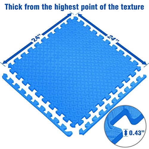 Yes4All Interlocking Floor Mats – Foam Floor Mats/Gym Floor Mats with EVA Interlocking Tiles (24 Square Feet – Blue – 6 Tiles) - Thumbnail 3