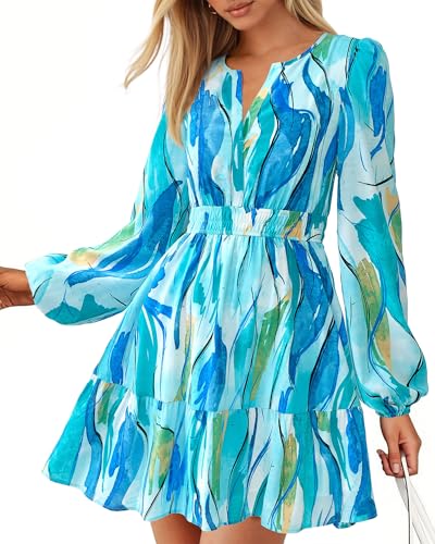 BTFBM Fall Dresses for Women 2026 Mini Long Sleeve Elastic Waist Summer...