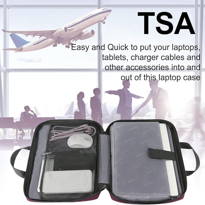 Miniatura 5 de Ytonet Funda para laptop de 15.6 pulgadas, compatible con la TSA, con asa, para mujer, funda protectora delgada de transporte compatible con laptops