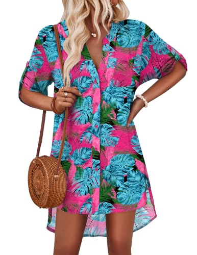 Swimsuit cover ups shirt con botones ajustables y diseño playero sexy para mujer