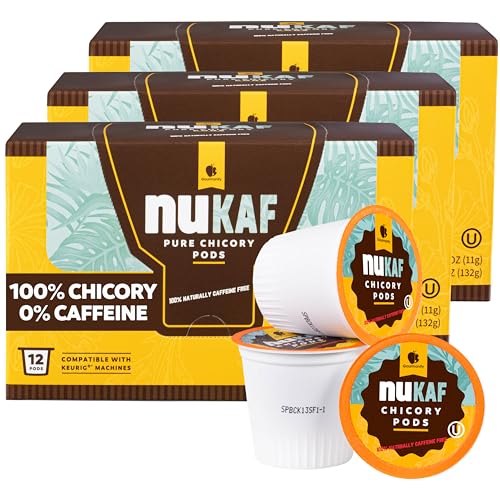 nuKAF Chicory Coffee K Cups for Keurig by Gourmanity, Caffeine Free, 36 Ct