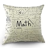 Moslion Education Pillow Cover Physics Mathematical Formula Doodle School Angle Circle Ruler Throw Pillow Case 18x18 Inch Cotton Linen Square Cushion Decorative Cover for Valentine's Day Sofa Bed