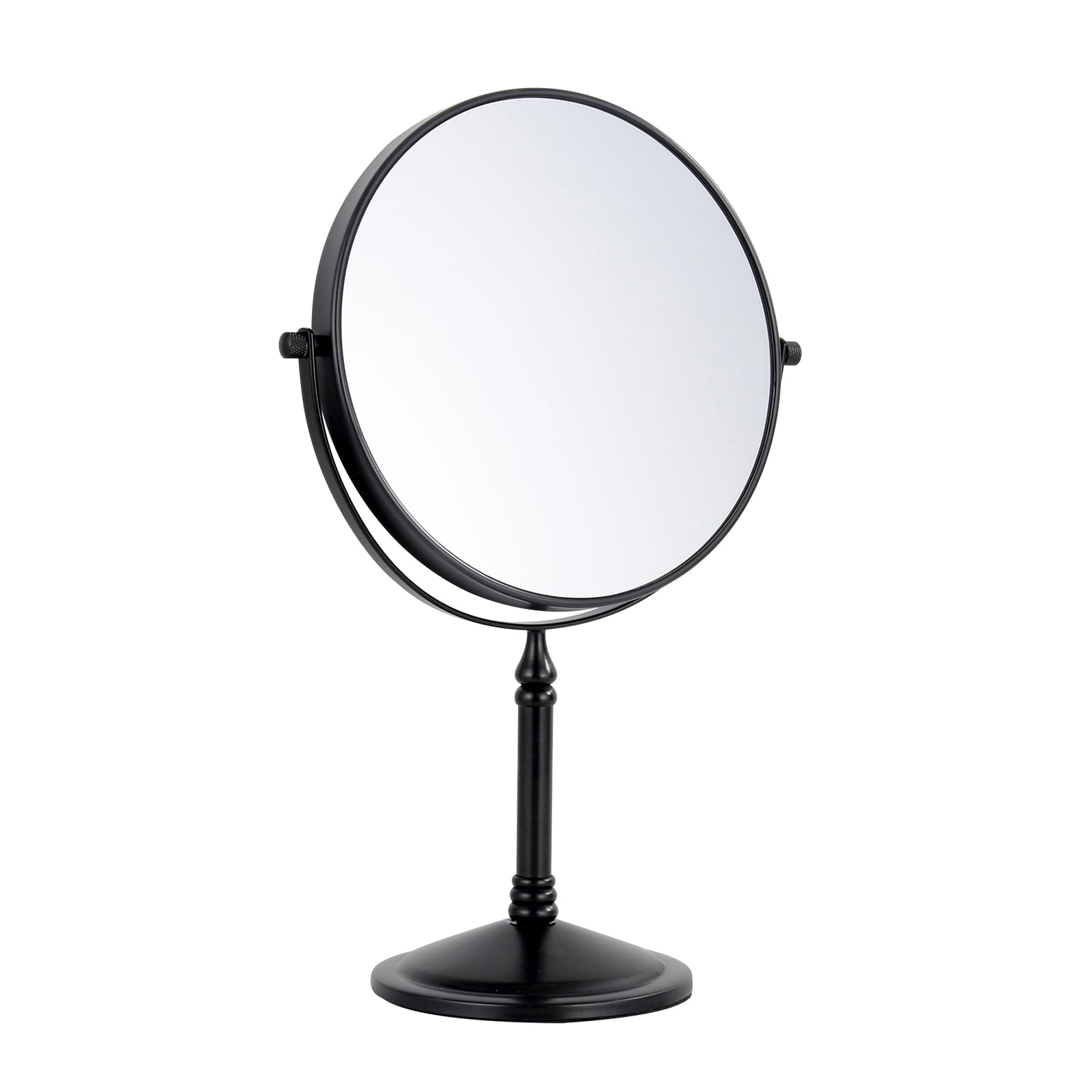 Nicesail Magnifying Mirror on Stand x5 Double Sided Table Mirror Black 360° Swivel Anti-rust Shaving Mirrors Free Standing Cosmetic Mirror for Dressing Table,Bathroom,Hotel,Ø 20cm