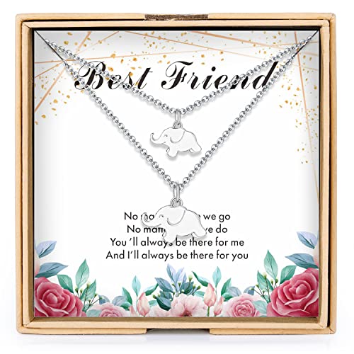 Charmire Best Friends Gifts Friendship Necklace 925 Sterling Silver Elephant Necklace Set For Friends Sister (Best Friend-1) #TOP8