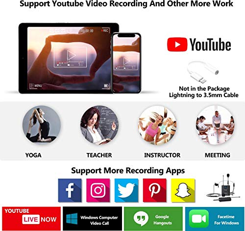 Bietrun drahtlos Mikrofon UHF Lavalier Mikrofon Headset Funkmikrofon wiederaufladbar 50M kabellos 6,35mm/3,5mm Stecker… - Image 7