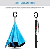 Vista 206 de SIEPASA Paraguas invertido invertido de 49/56 pulgadas, doble toldo extra grande, ventilado, resistente al viento, impermeable, paraguas de golf