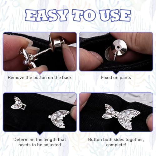 Image of SANNIDHI Jeans Waist Tightener Fish-Tail Buttons Pins for Waist Tightener for Pants Women, Reusable Cincher Clips to Tighten Loose Pants, Clothing Dresses Skirts Set of 2