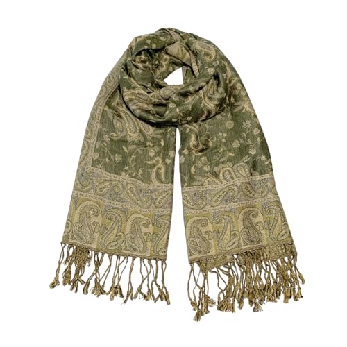 Image of Pashmina Scarf for Women Shawls and Wraps Reversible Paisley Vintage Jacquard Soft Silky Rave Scarves Men