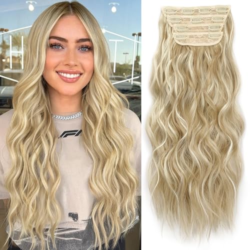 Image of KooKaStyle Wavy Thick Clip in Hair Extensions 20 inch Beach Blonde